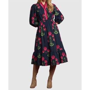 NEW UMGEE winter gardens midi dress in navy floral